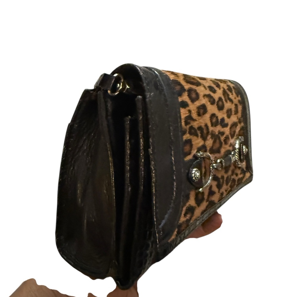 Vintage Brighton Animal Print Black Leather Tote Crossbody - Picture 7 of 16